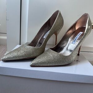Manolo Blahnik Glittering Gold Heels